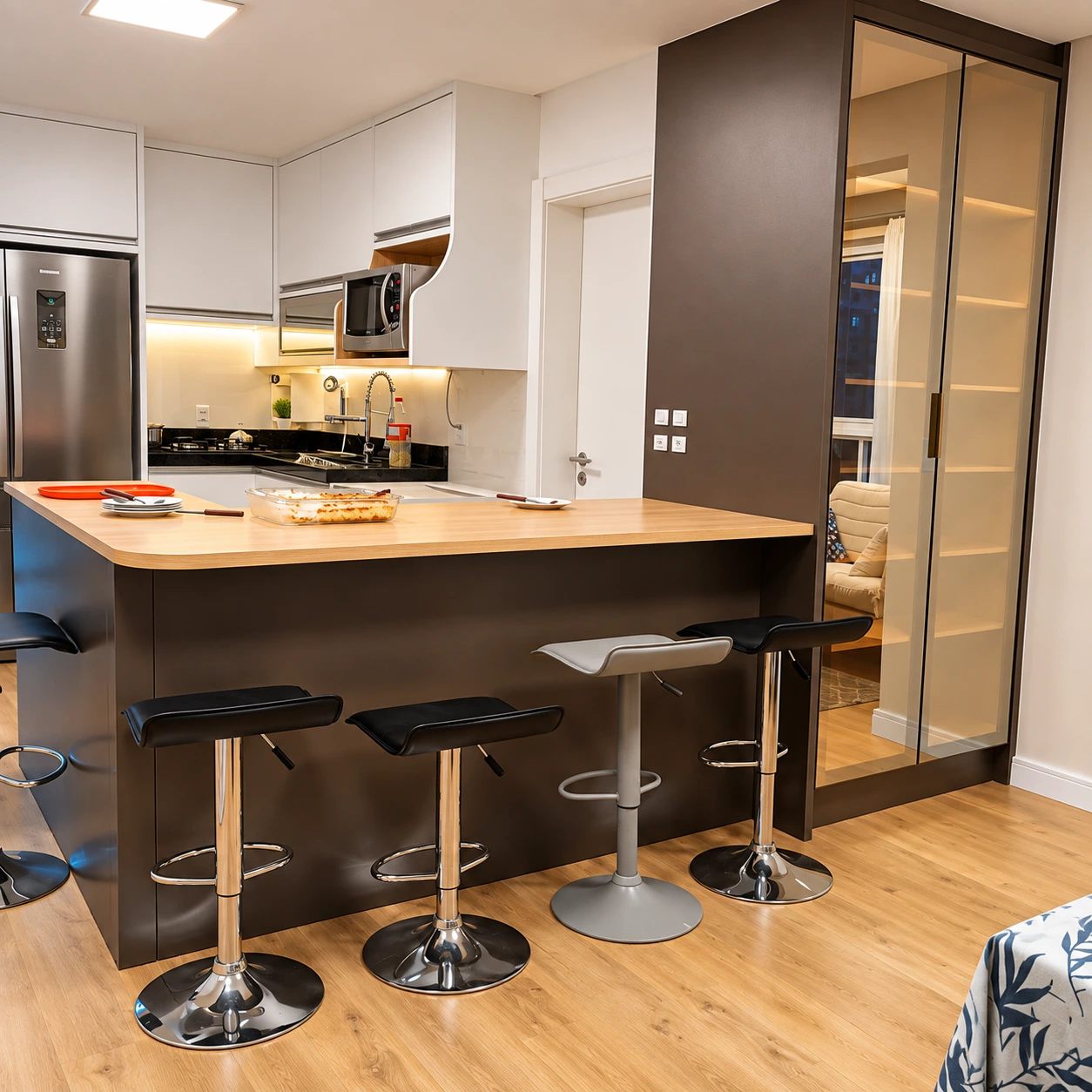 Cozinha integrada com bancada